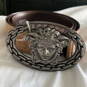 Vintage Versace Medusa Buckle Belt Size 42 | Iconic Chain Design